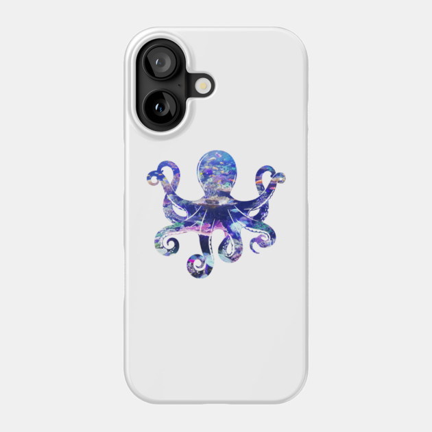 Octopus silhouette filled with colorful ocean life Phone Case by Luxinda