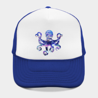 Octopus silhouette filled with colorful ocean life Hat