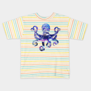 Octopus silhouette filled with colorful ocean life Kids T-Shirt