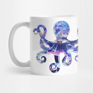 Octopus silhouette filled with colorful ocean life Mug