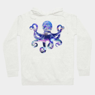 Octopus silhouette filled with colorful ocean life Hoodie
