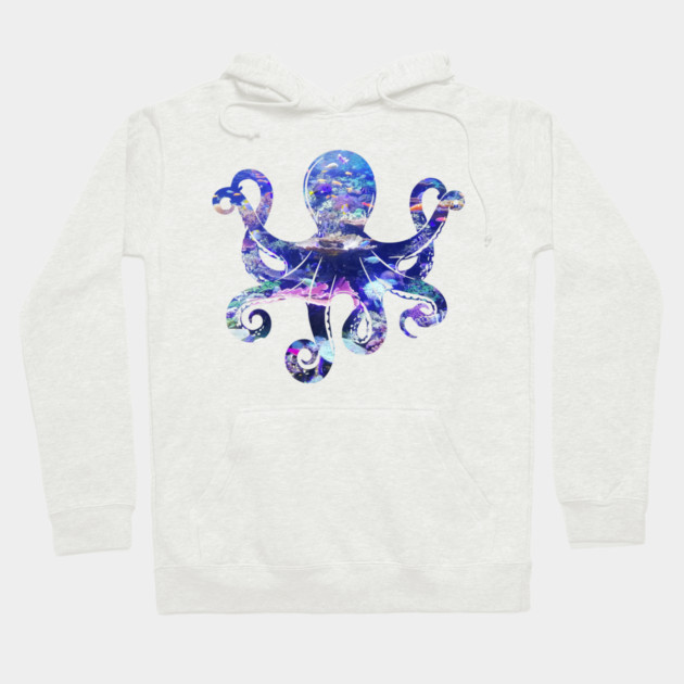Octopus silhouette filled with colorful ocean life Hoodie by Luxinda
