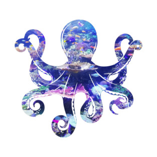 Octopus silhouette filled with colorful ocean life T-Shirt