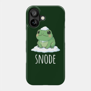 Adorable little snowed-on frog saying "snode" Phone Case