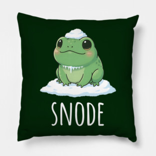 Adorable little snowed-on frog saying "snode" Pillow