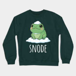 Adorable little snowed-on frog saying "snode" Crewneck Sweatshirt