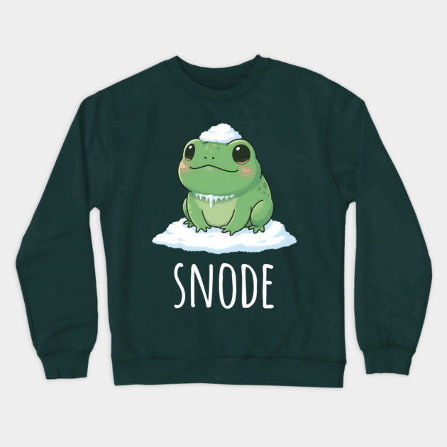 Adorable little snowed-on frog saying "snode" Crewneck Sweatshirt by Luxinda