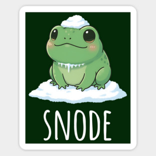 Adorable little snowed-on frog saying "snode" Magnet