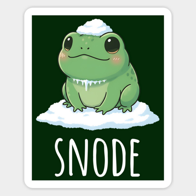 Adorable little snowed-on frog saying "snode" Magnet by Luxinda