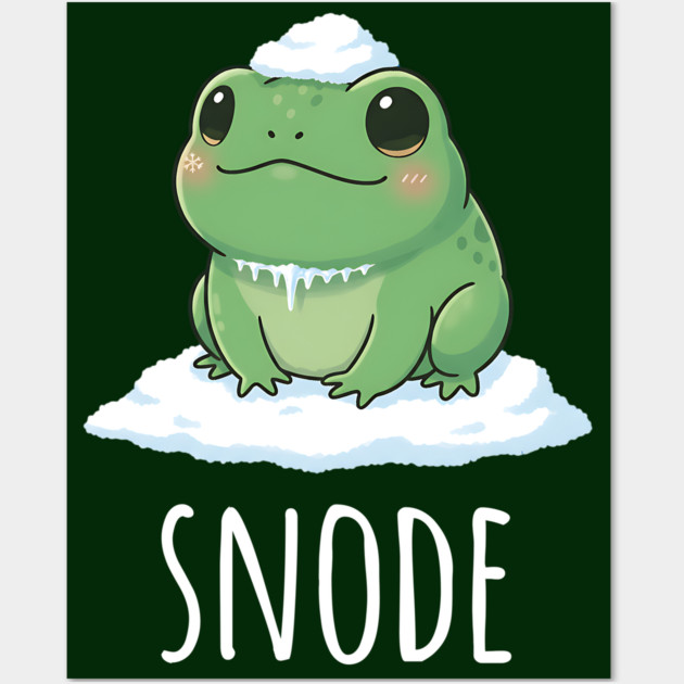 Adorable little snowed-on frog saying "snode" Wall Art by Luxinda