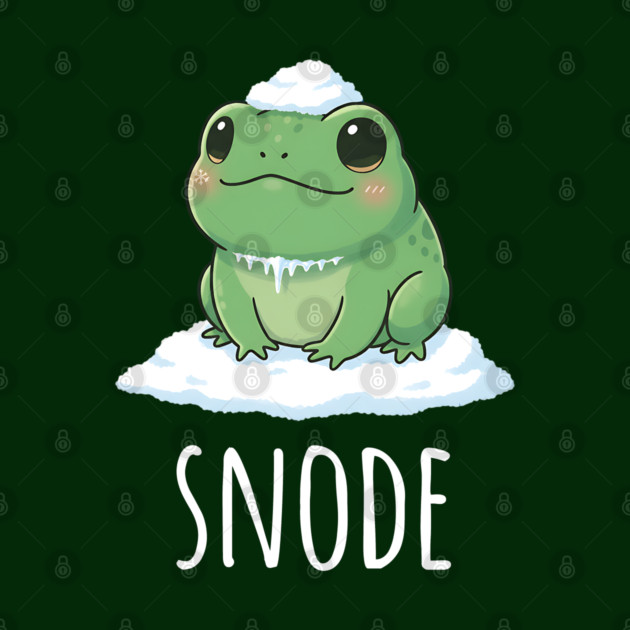 Adorable little snowed-on frog saying "snode" by Luxinda