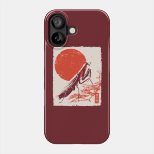 Japanese Mantis and Mt. Fuji | Red Sun Landscape Phone Case