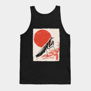 Japanese Mantis and Mt. Fuji | Red Sun Landscape Tank Top