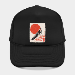 Japanese Mantis and Mt. Fuji | Red Sun Landscape Hat