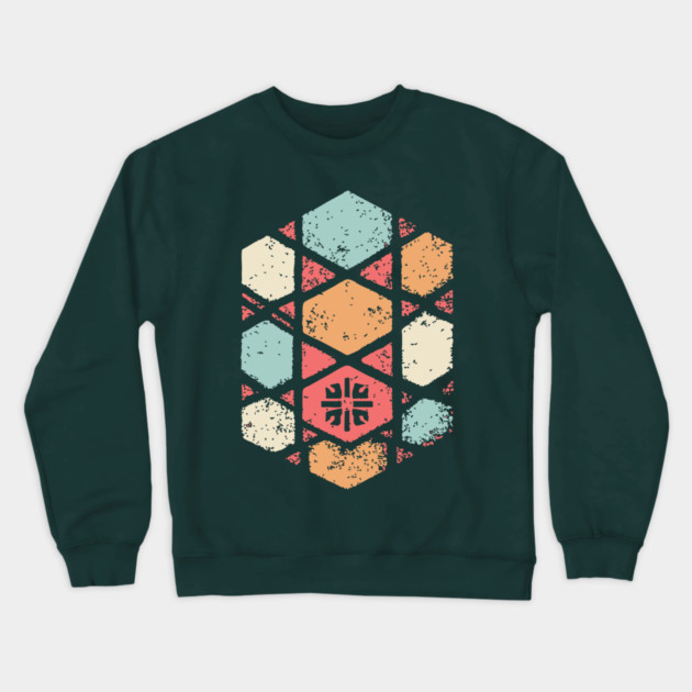 Japanese Asanoha Pattern | Geometric Hexagon Crewneck Sweatshirt by TuncGK
