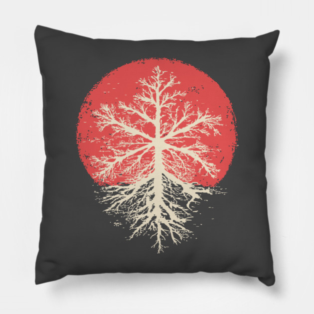 Japanese Style Graphic Snowflake | Abstract Winter Art Pillow by TuncGK
