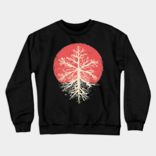 Japanese Style Graphic Snowflake | Abstract Winter Art Crewneck Sweatshirt