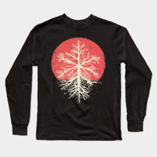 Japanese Style Graphic Snowflake | Abstract Winter Art Long Sleeve T-Shirt