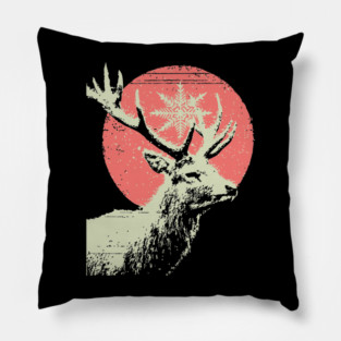 Aesthetic Vaporwave Deer | Retro Pixel Stag Pillow