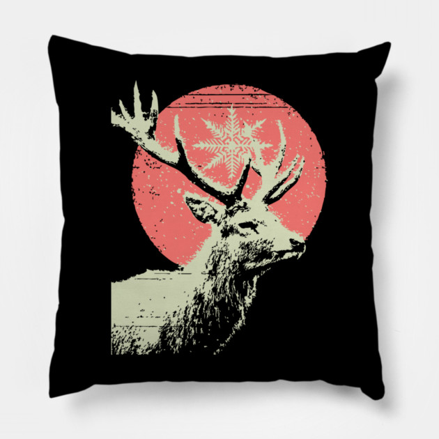 Aesthetic Vaporwave Deer | Retro Pixel Stag Pillow by TuncGK