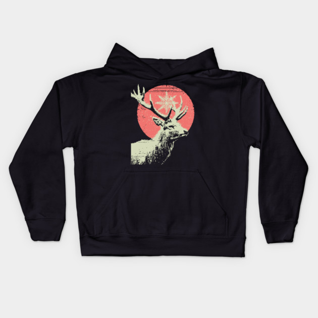 Aesthetic Vaporwave Deer | Retro Pixel Stag Kids Hoodie by TuncGK