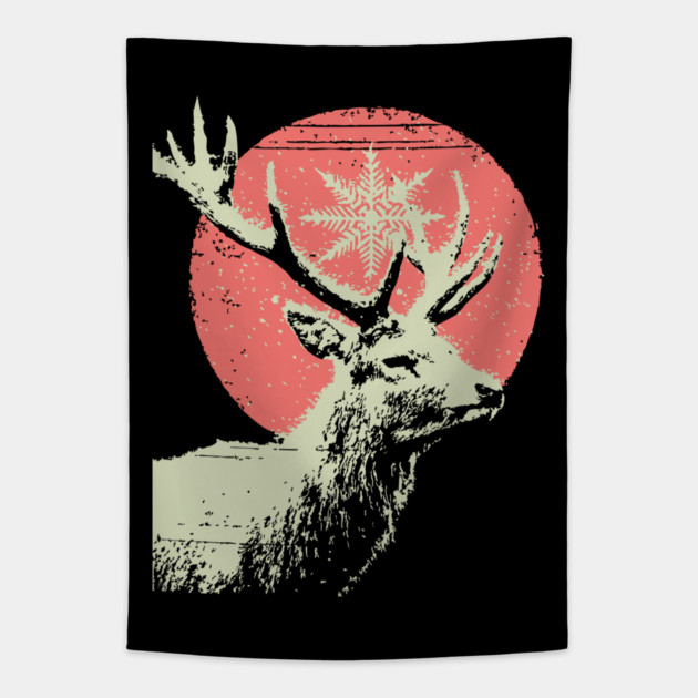 Aesthetic Vaporwave Deer | Retro Pixel Stag Tapestry by TuncGK