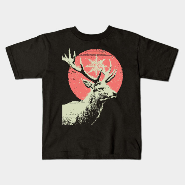 Aesthetic Vaporwave Deer | Retro Pixel Stag Kids T-Shirt by TuncGK