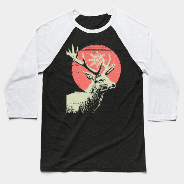 Aesthetic Vaporwave Deer | Retro Pixel Stag Baseball T-Shirt by TuncGK