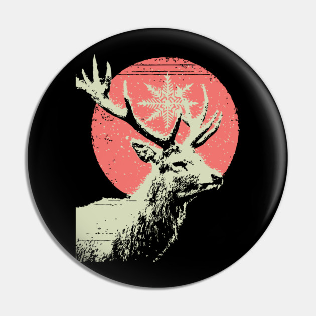 Aesthetic Vaporwave Deer | Retro Pixel Stag Pin by TuncGK