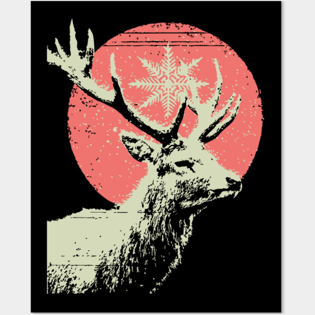 Aesthetic Vaporwave Deer | Retro Pixel Stag Wall Art by TuncGK
