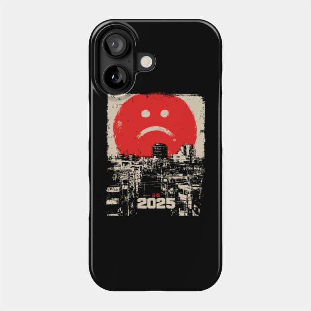 2025 Dystopian Future | Sad Emoji Cyberpunk Phone Case by TuncGK