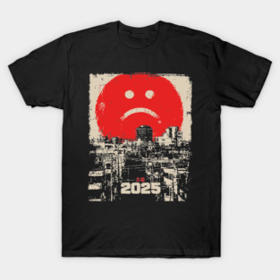 2025 Dystopian Future | Sad Emoji Cyberpunk T-Shirt