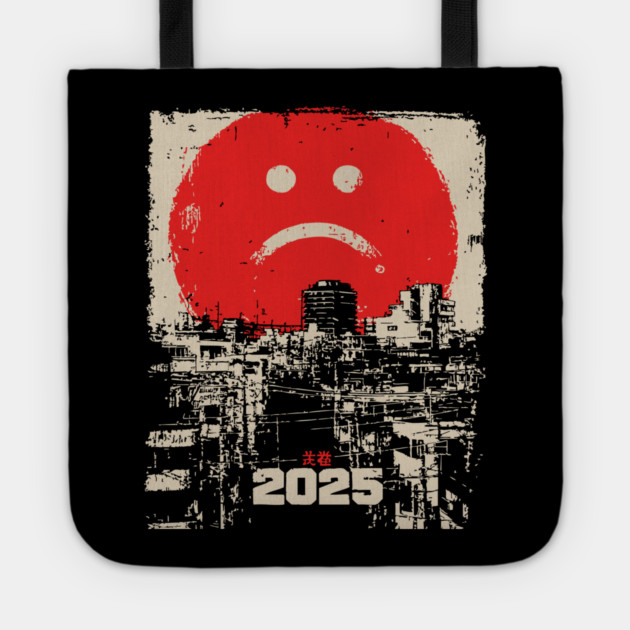 2025 Dystopian Future | Sad Emoji Cyberpunk Tote by TuncGK
