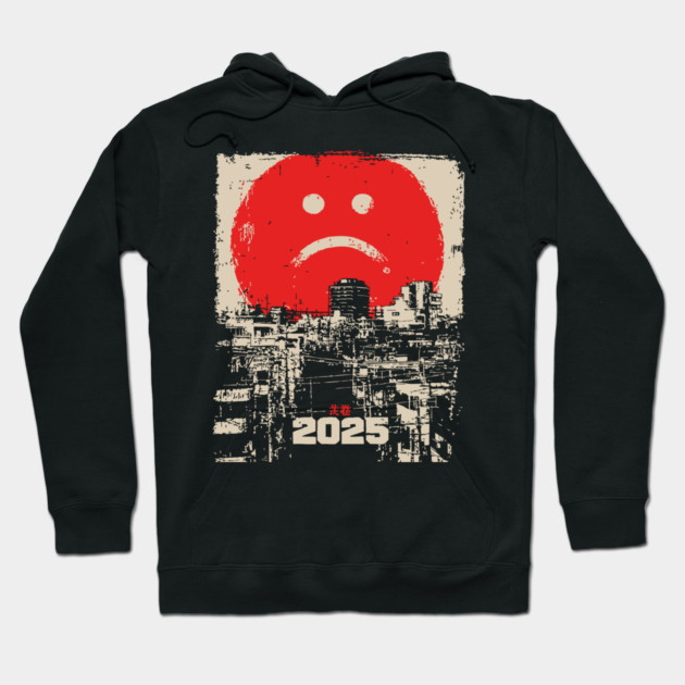 2025 Dystopian Future | Sad Emoji Cyberpunk Hoodie by TuncGK