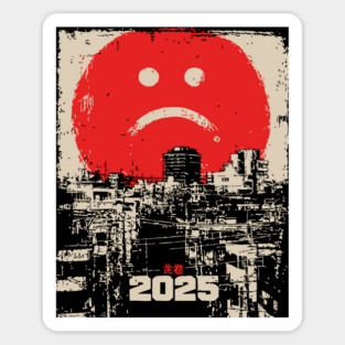 2025 Dystopian Future | Sad Emoji Cyberpunk Magnet