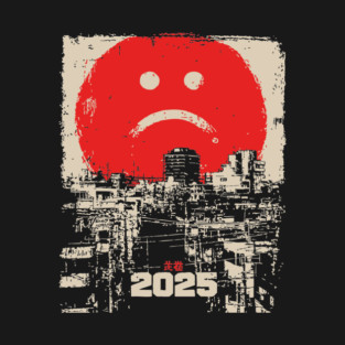 2025 Dystopian Future | Sad Emoji Cyberpunk T-Shirt