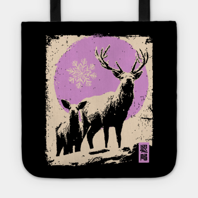 Majestic Winter Stag | Christmas Reindeer Portrait Tote by TuncGK