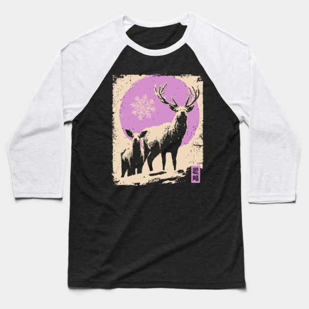 Majestic Winter Stag | Christmas Reindeer Portrait Baseball T-Shirt by TuncGK