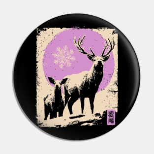 Majestic Winter Stag | Christmas Reindeer Portrait Pin