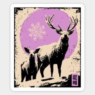 Majestic Winter Stag | Christmas Reindeer Portrait Sticker