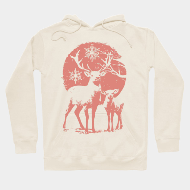 Winter Deer in Snow | Japanese Christmas Aesthetic Hoodie by TuncGK