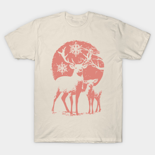 Winter Deer in Snow | Japanese Christmas Aesthetic T-Shirt by TuncGK