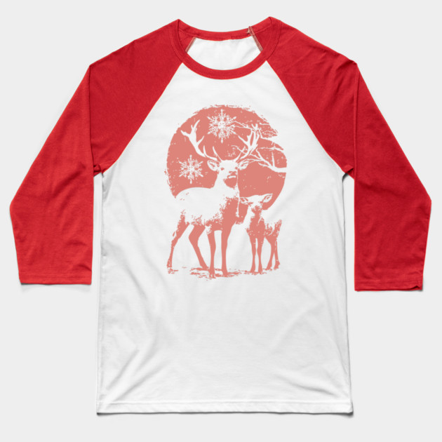 Winter Deer in Snow | Japanese Christmas Aesthetic Baseball T-Shirt by TuncGK