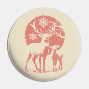 Winter Deer in Snow | Japanese Christmas Aesthetic Pin