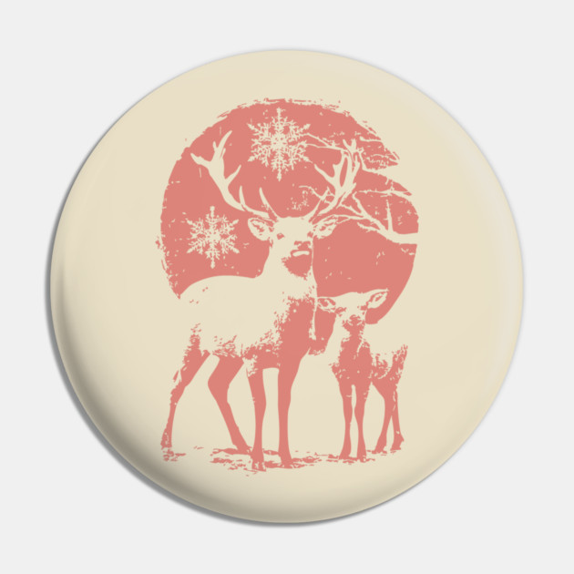 Winter Deer in Snow | Japanese Christmas Aesthetic Pin by TuncGK