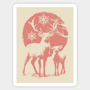Winter Deer in Snow | Japanese Christmas Aesthetic Sticker