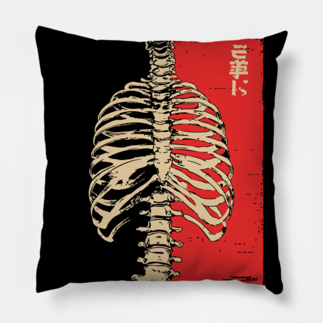Yokai Spirits Skeleton | Chimimoryo Kanji Ribcage Pillow by TuncGK