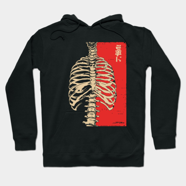 Yokai Spirits Skeleton | Chimimoryo Kanji Ribcage Hoodie by TuncGK