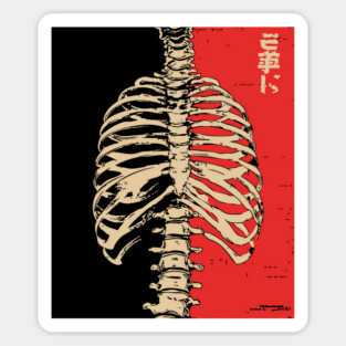 Yokai Spirits Skeleton | Chimimoryo Kanji Ribcage Magnet
