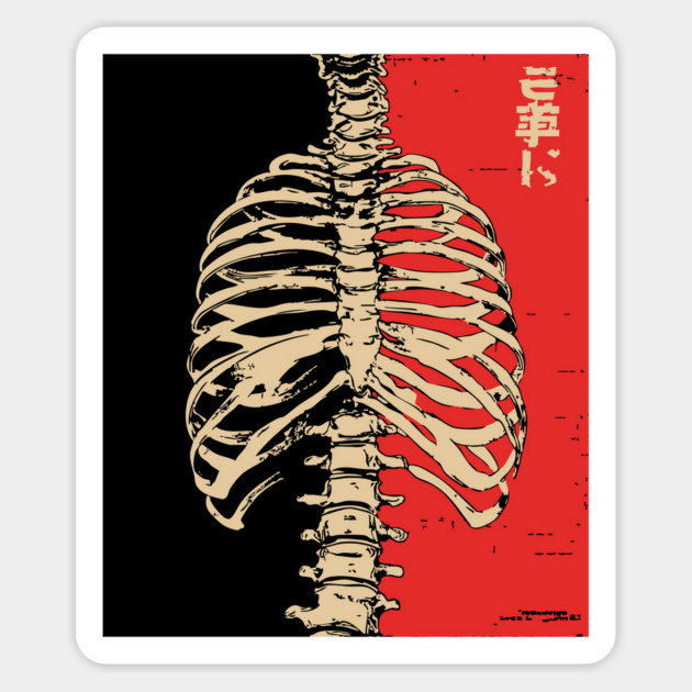 Yokai Spirits Skeleton | Chimimoryo Kanji Ribcage Magnet by TuncGK